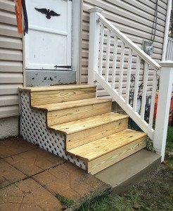 JR Carpentry & Tile built these exterior wood steps in Glenside